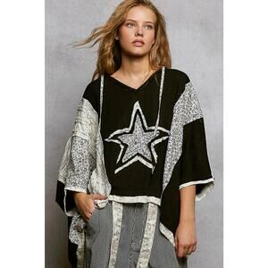 "Celestial Night" Applique Hoodie Top
